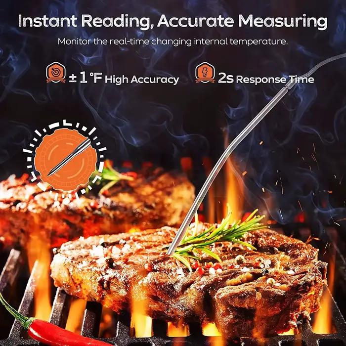 Thermomètre de Cuisine à Viande Numérique Acier Inoxydable Étanche Température Précise Pour Barbecue Grilling Soirées Familiales Occasions Spéciales