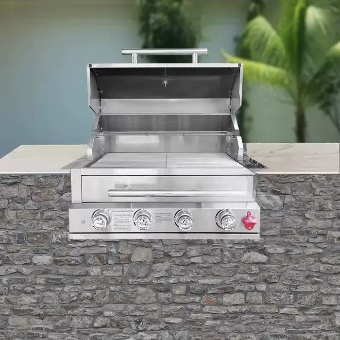 Grand gril extérieur à gaz et au charbon de bois pour les fêtes avec contre-grill