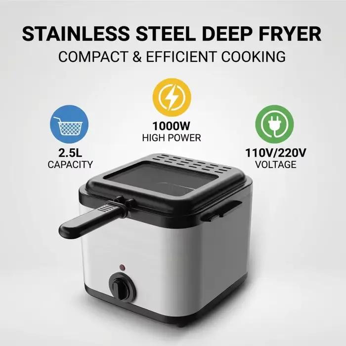 Friteuse carrée multifonctionnelle électrique 110V 220V 1000W 2