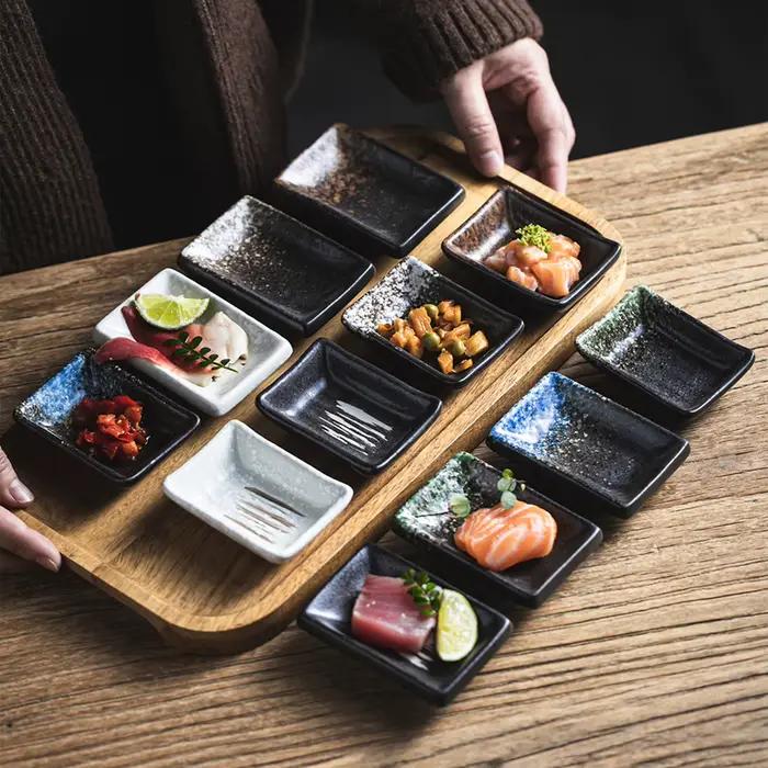 Petits bols rectangulaires en céramique pour sauce soja japonaise