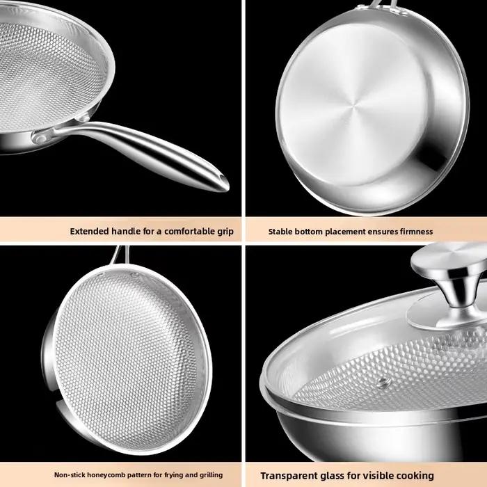 Poêle à fond plat en acier inoxydable 316L non revêtue antiadhésive pour la cuisson des œufs