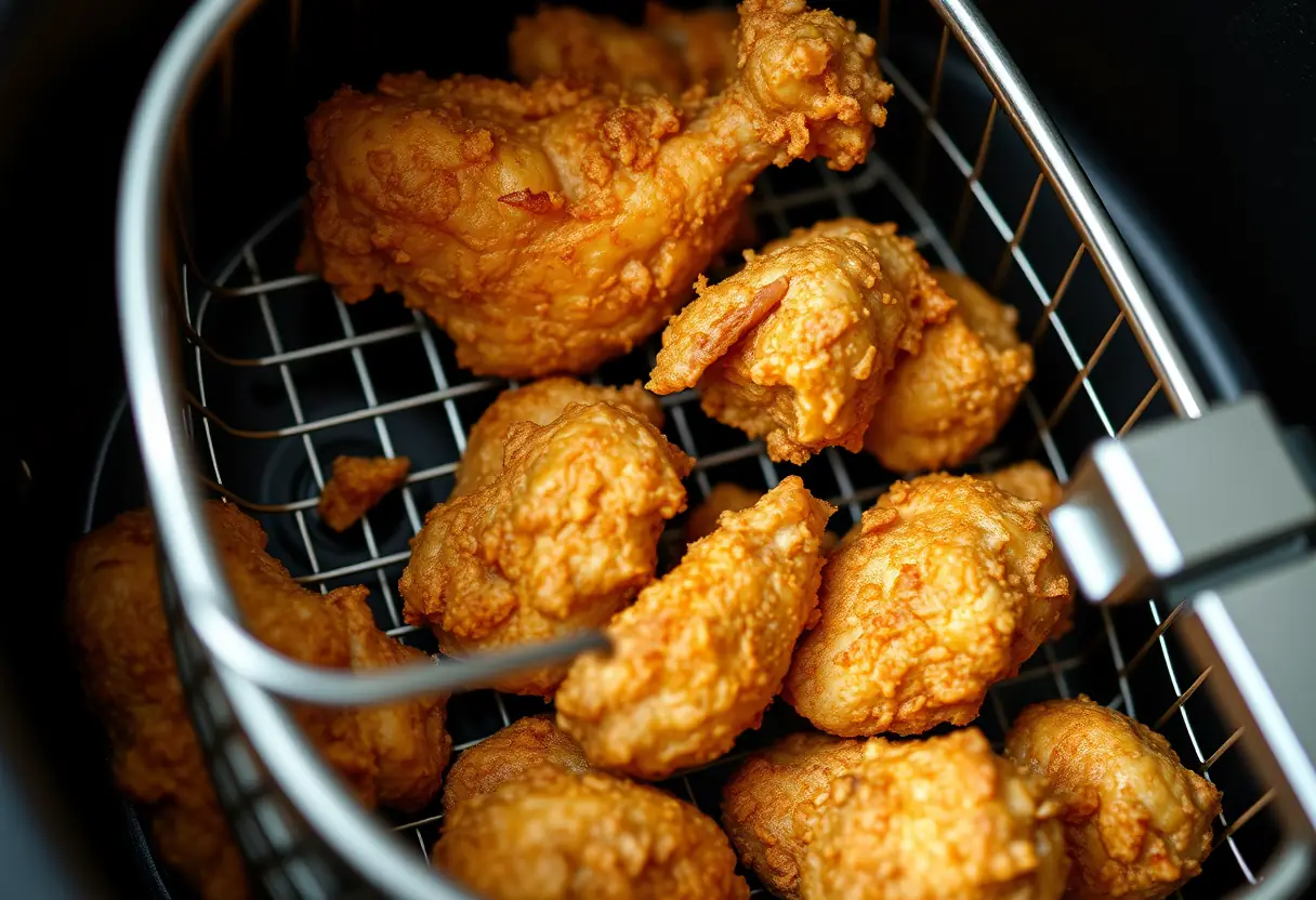Poulet croustillant sorti d'un appareil de friture à air chaud